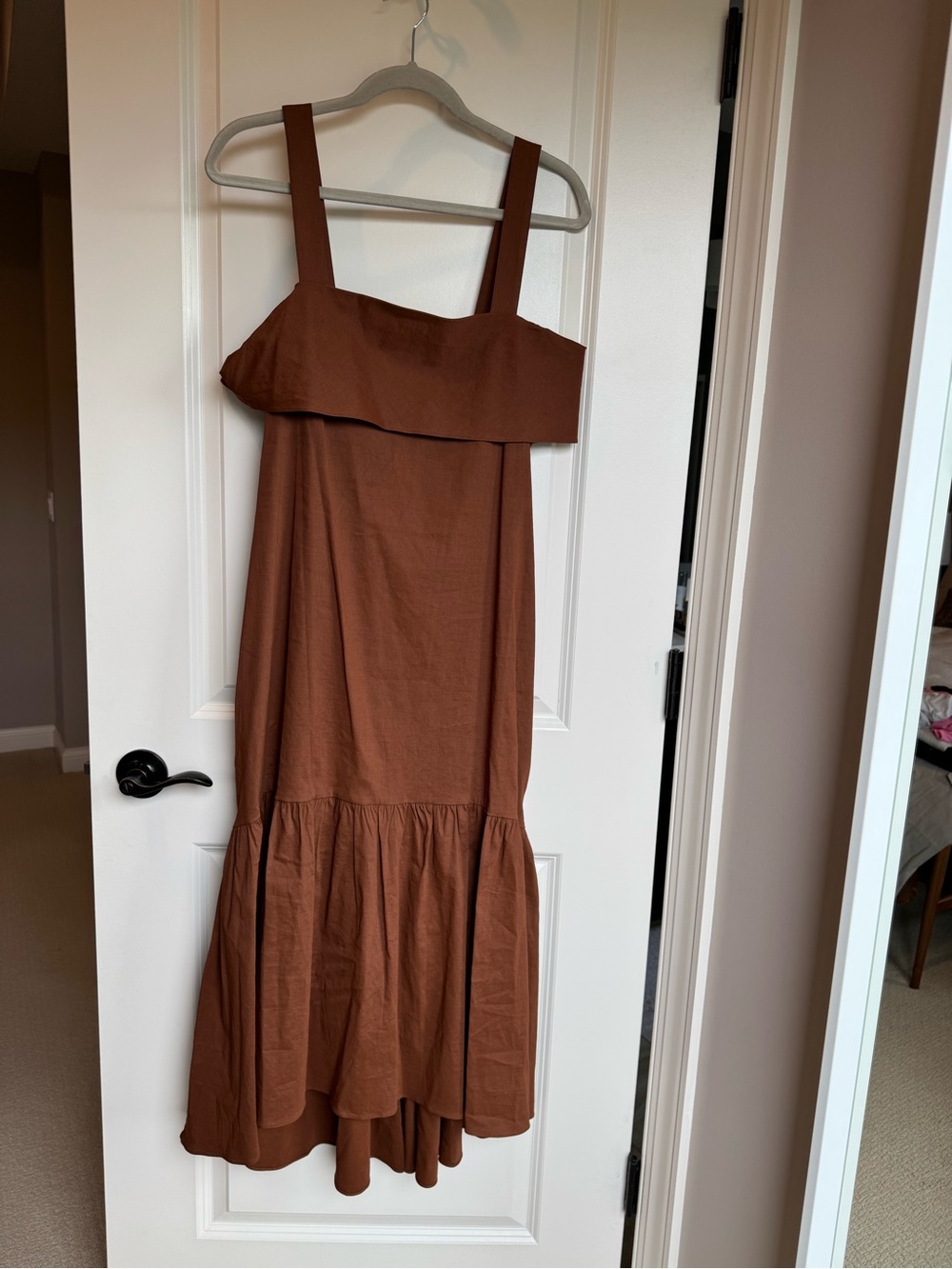 Theory Chestnut Brown Tiered Midi Dress